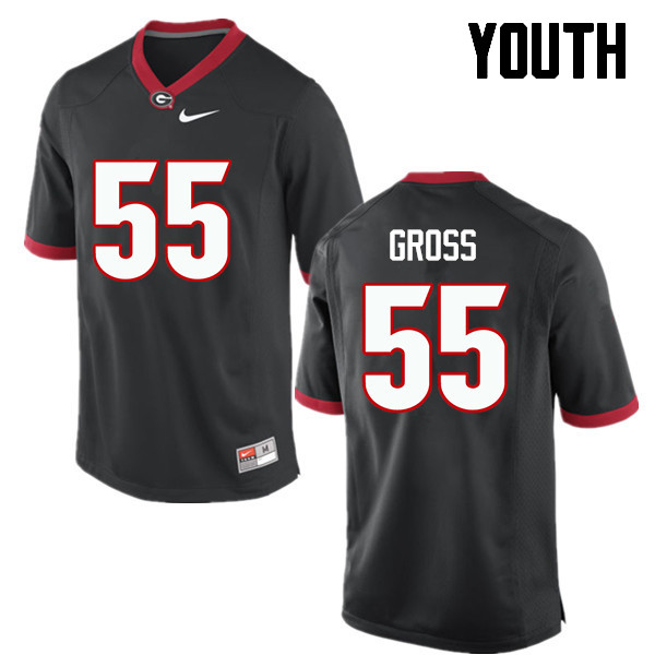 Youth Georgia Bulldogs #55 Jacob Gross College Football Jerseys-Black - Click Image to Close
